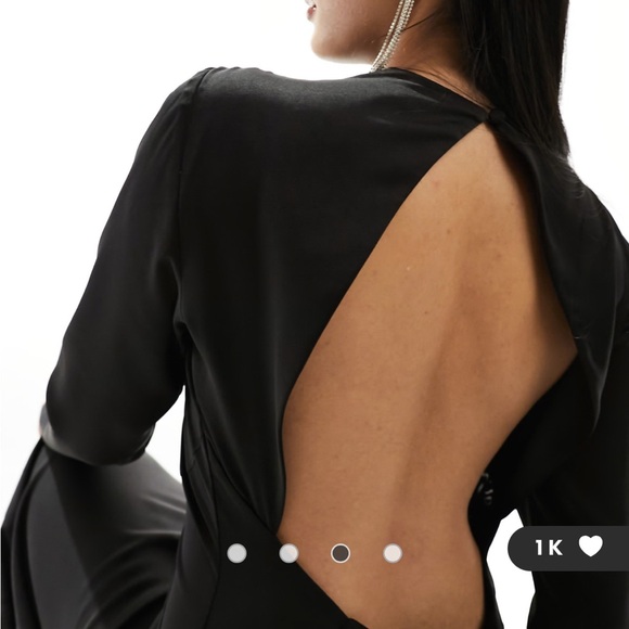 Black backless satin dress - Picture 3 of 4